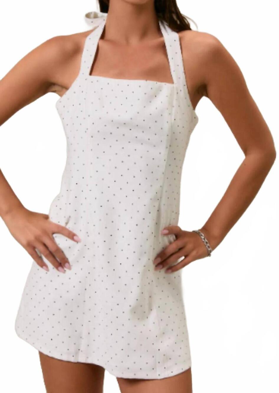 NEW LE LIS polka dot mini dress in white black dot